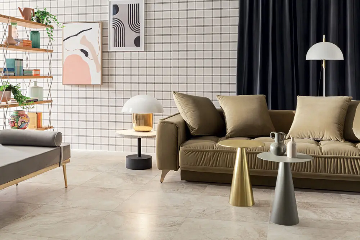 Nowoczesny salon z geometrycznymi akcentami